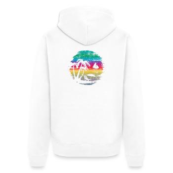 Conception de silhouette de coucher de soleil tropical - Veste à capuche bio Premium Unisexe - blanc - Dos - Thijin (182cm)