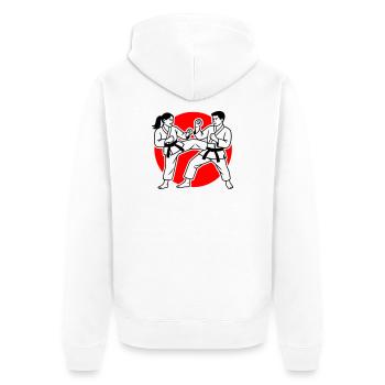 Karaté Kumite - Veste à capuche bio Premium Unisexe - blanc - Dos - Thijin (182cm)