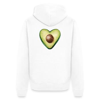 Avocado Herz Essensliebhaber - Unisex Premium Bio Zip Hoodie - Weiß - Hinten - Thijin (182cm)