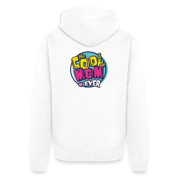 Best Coolest Mom Ever Retro Bold Design - Unisex Premium Organic Zip Hoodie - white - Back - Thijin (182cm)