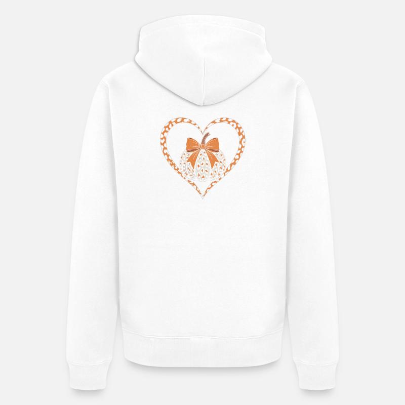 Conception de cœur de citrouille léopard - Veste à capuche bio Premium Unisexe - blanc
