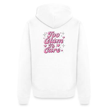 too glam to care / y2k design - Unisex Premium Bio Zip Hoodie - Weiß - Hinten - Thijin (182cm)