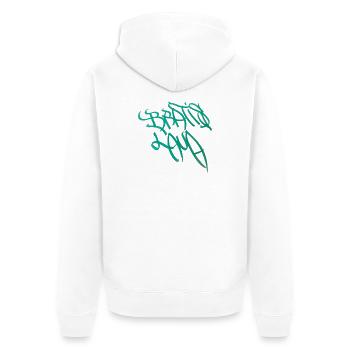 Graffiti Kalligrafie Design Bratislava - Unisex Premium Bio Zip Hoodie - Weiß - Hinten - Thijin (182cm)