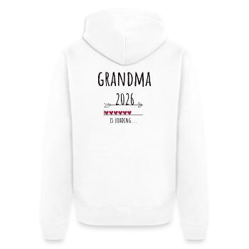 Grandma to be 2026 Geschenk Schwangerschaft - Unisex Premium Bio Zip Hoodie - Weiß - Hinten - Thijin (182cm)