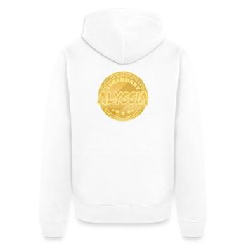 First name Alyssia - Unisex Premium Organic Zip Hoodie - white - Back - Thijin (182cm)