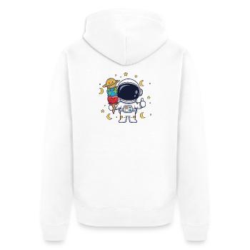 Astronaut Artwork Food Space Humor - Unisex Premium Organic Zip Hoodie - white - Back - Thijin (182cm)