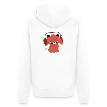 Kawaii Red Panda Musik - Unisex Premium Bio Zip Hoodie - Weiß - Hinten - Thijin (182cm)