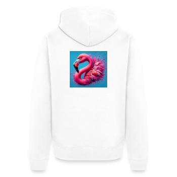 Flamingo - Unisex Premium Bio Zip Hoodie - Weiß - Hinten - Thijin (182cm)