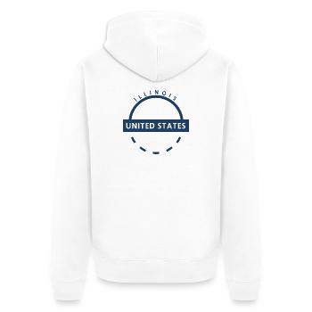 Insigne rond de l’Illinois avec texte américain - Veste à capuche bio Premium Unisexe - blanc - Dos - Thijin (182cm)