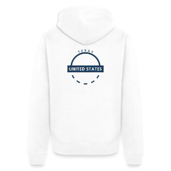 Texas United States Emblem Rundes Siegel - Unisex Premium Bio Zip Hoodie - Weiß - Hinten - Thijin (182cm)