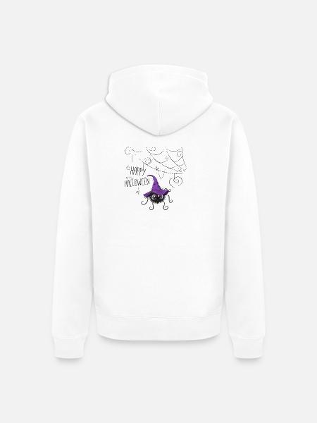 Lila Hexe Spinne Halloween - Unisex Premium Bio Zip Hoodie - Weiß