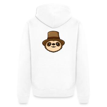 Hat-wearing sloth cartoon - Unisex Premium Organic Zip Hoodie - white - Back - Thijin (182cm)