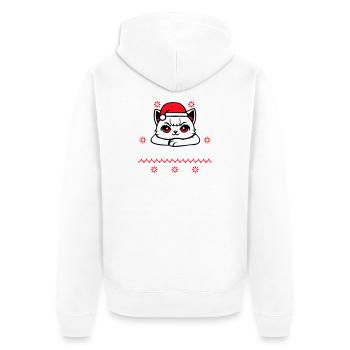 Cat Confident Santa's Favorite Christmas - Unisex Premium Organic Zip Hoodie - white - Back - Thijin (182cm)
