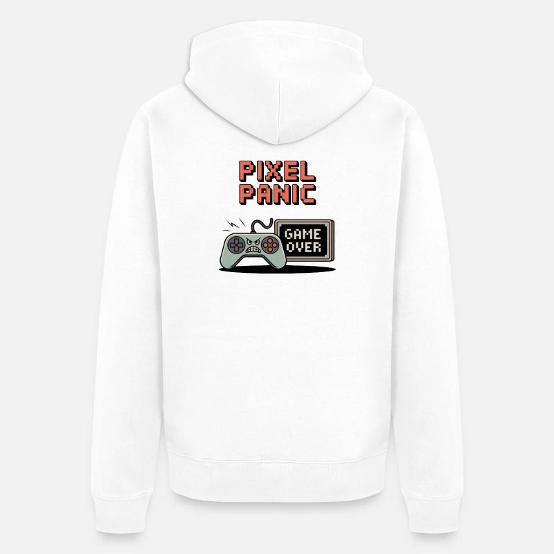 Pixel Panic – Game Over Rage Mode - Veste à capuche bio Premium Unisexe - blanc