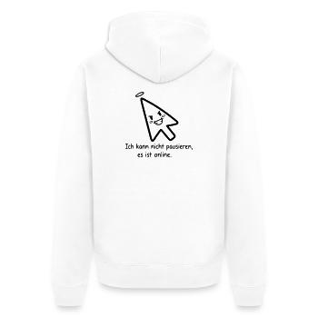 Kann nicht pausieren | Lustiger Online Gamer Spruc - Unisex Premium Bio Zip Hoodie - Weiß - Hinten - Thijin (182cm)
