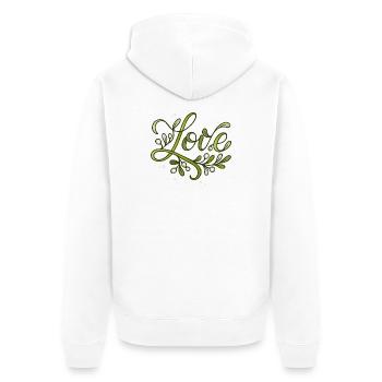 Love Schriftzug mit Mistelzweigen - Unisex Premium Bio Zip Hoodie - Weiß - Hinten - Thijin (182cm)
