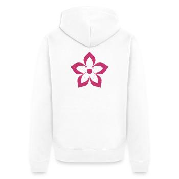 Fleurs magenta, roses - Veste à capuche bio Premium Unisexe - blanc - Dos - Thijin (182cm)