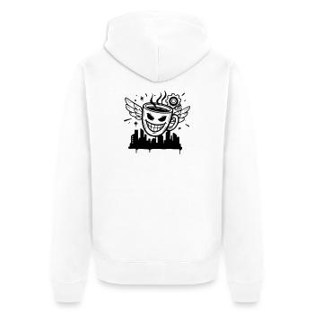 Verrückte Kaffee Tasse Flügel Vektor - Unisex Premium Bio Zip Hoodie - Weiß - Hinten - Thijin (182cm)