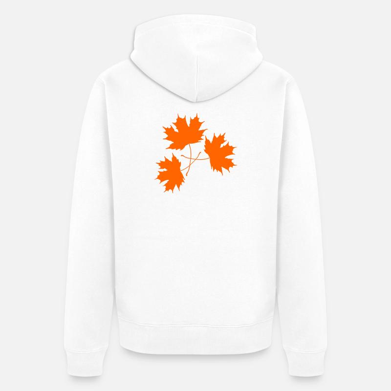 Trio des feuilles d’érable orange - Veste à capuche bio Premium Unisexe - blanc