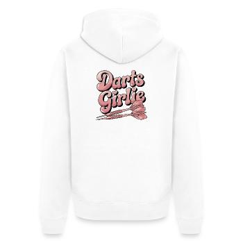 Motif Darts Girl Pink pour les joueurs de fléchettes - Veste à capuche bio Premium Unisexe - blanc - Dos - Thijin (182cm)