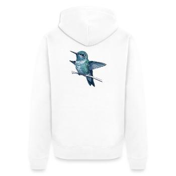 Colibri en reflet aquarelle - Veste à capuche bio Premium Unisexe - blanc - Dos - Thijin (182cm)