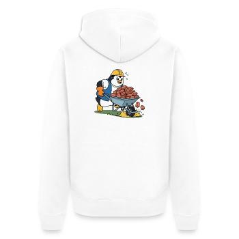 Un mignon artisan manchot ouvrier du chantier - Veste à capuche bio Premium Unisexe - blanc - Dos - Thijin (182cm)