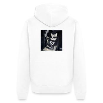 Chat portant des lunettes de soleil Gen Alpha Funny Six Seven - Veste à capuche bio Premium Unisexe - blanc - Dos - Thijin (182cm)