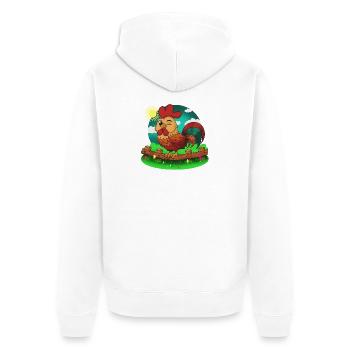 Farm Hahn in the sunshine - Unisex Premium Organic Zip Hoodie - white - Back - Thijin (182cm)