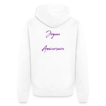 SAINT VALENTIN. JOYEUX ANNIVERSAIRE - Veste à capuche bio Premium Unisexe - blanc - Dos - Thijin (182cm)