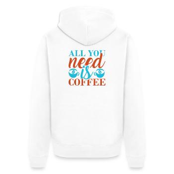 Kaffee: alles, was du brauchst - Unisex Premium Bio Zip Hoodie - Weiß - Hinten - Thijin (182cm)
