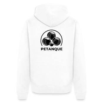 Pétanque-Logo - Unisex Premium Bio Zip Hoodie - Weiß - Hinten - Thijin (182cm)