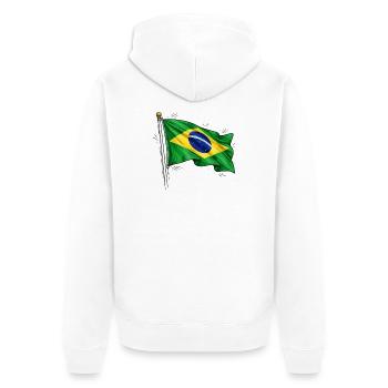 Brasilien Flagge - Unisex Premium Bio Zip Hoodie - Weiß - Hinten - Thijin (182cm)