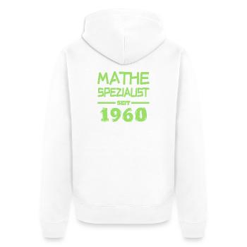 Mathe 1960 - Unisex Premium Bio Zip Hoodie - Weiß - Hinten - Thijin (182cm)