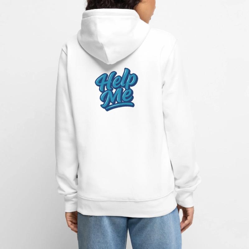 Help Me Blue Script Logo Unisex Premium Organic Zip Hoodie