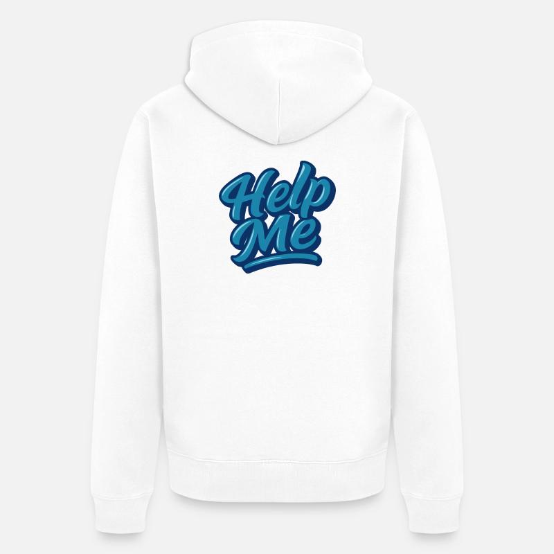 Help Me Blue Script Logo - Unisex Premium Organic Zip Hoodie - white