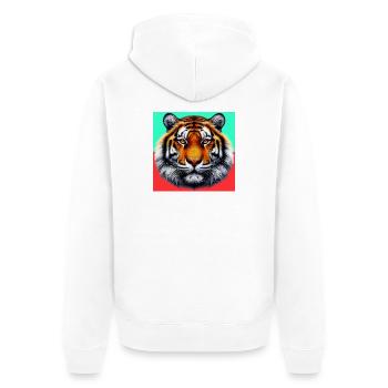 Tiger - Unisex Premium Bio Zip Hoodie - Weiß - Hinten - Thijin (182cm)