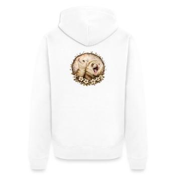 Ferrets in the Circle of Flowers - Unisex Premium Organic Zip Hoodie - white - Back - Thijin (182cm)