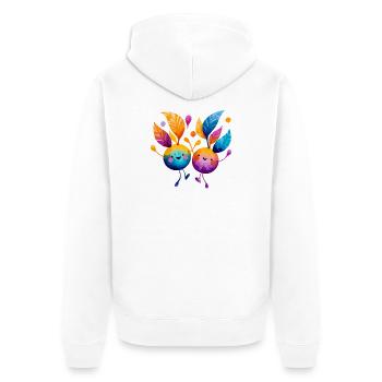 Colorful fruit friends with leaf vines - Unisex Premium Organic Zip Hoodie - white - Back - Thijin (182cm)