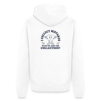 Je collectionne les erreurs – Dicto rétro comique flirt - Veste à capuche bio Premium Unisexe - blanc - Dos - Thijin (182cm)