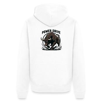 Power Drive Taureau Charge Puissance - Veste à capuche bio Premium Unisexe - blanc - Dos - Thijin (182cm)