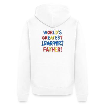 Bester Furzer Aller Zeiten – Ups, Ich Meinte Vater - Unisex Premium Bio Zip Hoodie - Weiß - Hinten - Thijin (182cm)