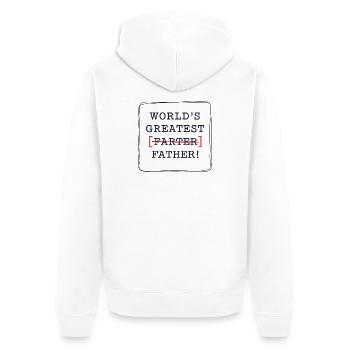 Bester Furzer Aller Zeiten – Ups, Ich Meinte Vater - Unisex Premium Bio Zip Hoodie - Weiß - Hinten - Thijin (182cm)