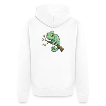 Chameleon on a branch - Unisex Premium Organic Zip Hoodie - white - Back - Thijin (182cm)
