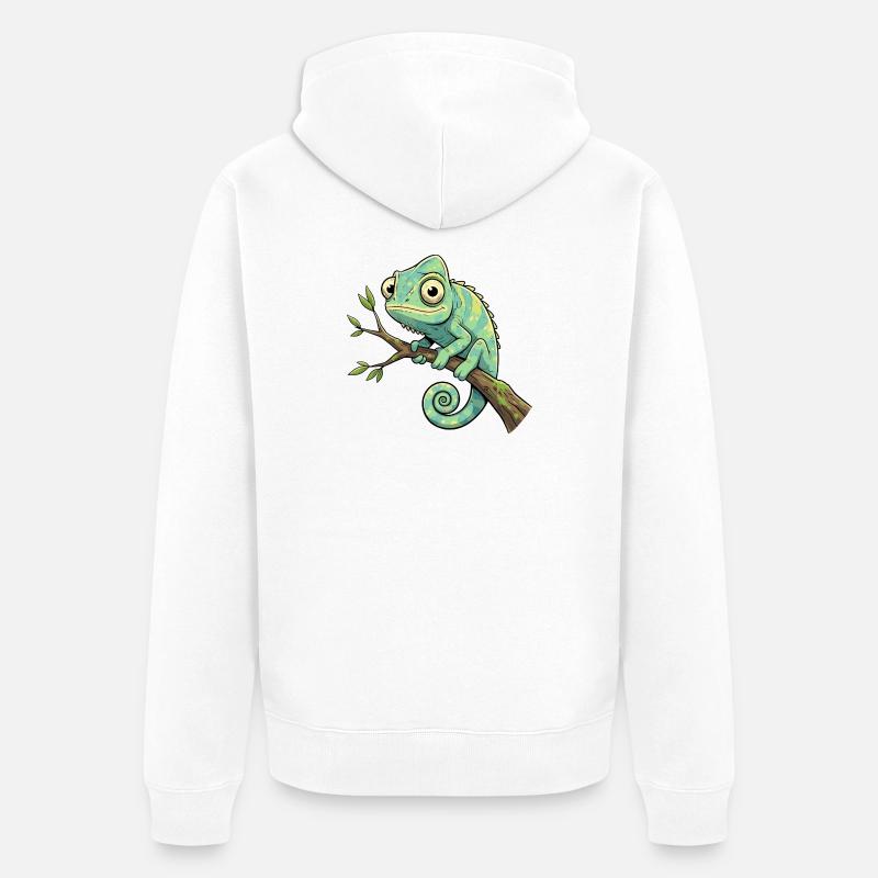 Caméléon sur une branche - Veste à capuche bio Premium Unisexe - blanc