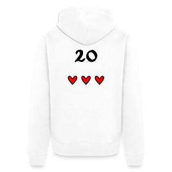 20. 20th ANNIVERSARY. 20 YEARS ANNIVERSARY. 20 YEARS. - Unisex Premium Organic Zip Hoodie - white - Back - Thijin (182cm)