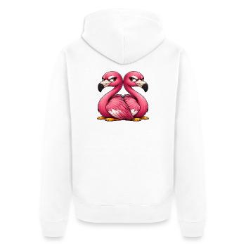 Cute Flamingo Cartoon Friendship Twins Fun - Unisex Premium Organic Zip Hoodie - white - Back - Thijin (182cm)