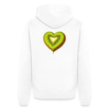 Illustration de Kiwi juteux en forme de cœur - Veste à capuche bio Premium Unisexe - blanc - Dos - Thijin (182cm)