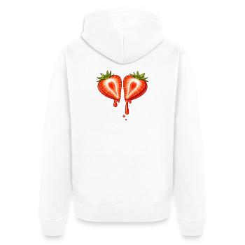 Geteilte Erdbeere mit Herzform  - Unisex Premium Bio Zip Hoodie - Weiß - Hinten - Thijin (182cm)