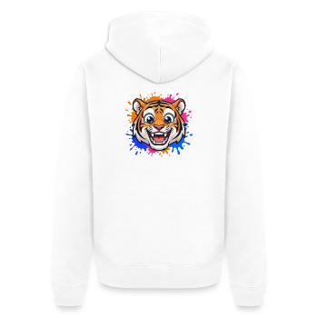 Laughing Tiger Splash of Color - Unisex Premium Organic Zip Hoodie - white - Back - Thijin (182cm)