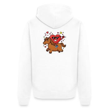 Cheval drôle pour la Saint-Valentin - Veste à capuche bio Premium Unisexe - blanc - Dos - Thijin (182cm)